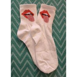 Chaussettes Boutiques ind&eacute;pendante Chaussettes neuves 38 imprim&eacute; bouche Blanc