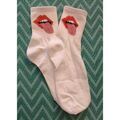 Chaussettes Boutiques ind&eacute;pendante Chaussettes neuves 38 imprim&eacute; bouche Blanc