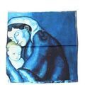 Echarpe Brochier Soieries 1890 Carr&eacute; 90 Picasso M&egrave;re et Enfant, P&eacute;riode Bleu Bleu