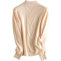 Pull Chikooparis Pull &agrave; col roul&eacute; 100% pur cachemire - Beige Beige