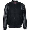 Blouson Harrington Veste en laine noire et cuir