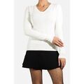 Pull Kebello Pull col V en maille F, Blanc