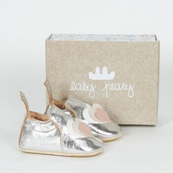 Chaussons enfant Easy Peasy MY BLUBLU COEUR VOLANT Argent&eacute;