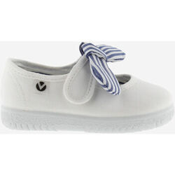 Ballerines enfant Victoria BALLERINE OJAL� TOILE SCRATCH NŒUD RAYURES 105110 Blanc