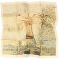 Echarpe Brochier Soieries 1890 Carr&eacute; 90 Seurat Tour Eiffel Marron