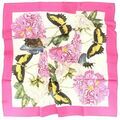 Echarpe Brochier Soieries 1890 Carr&eacute; 90 Maria Sybilla Merian Rose