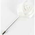 Broches Cravate Avenue Signature Boutonni&egrave;re rose satin Blanc Grenoble