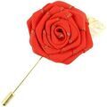 Broches Cravate Avenue Signature Boutonni&egrave;re rose et feuille dor&eacute;e Rouge Grenoble