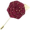 Broches Cravate Avenue Signature Boutonni&egrave;re rose et feuille dor&eacute;e Rouge