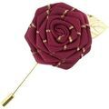 Broches Cravate Avenue Signature Boutonni&egrave;re rose et feuille dor&eacute;e Rouge Grenoble