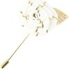 Broches Cravate Avenue Signature Boutonni&egrave;re rose et feuille dor&eacute;e Blanc