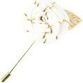 Broches Cravate Avenue Signature Boutonni&egrave;re rose et feuille dor&eacute;e Blanc