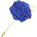 Broches Cravate Avenue Signature Boutonni&egrave;re rose et feuille dor&eacute;e Bleu Grenoble