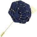 Broches Cravate Avenue Signature Boutonni&egrave;re rose et feuille dor&eacute;e Bleu Grenoble