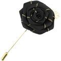Broches Cravate Avenue Signature Boutonni&egrave;re rose et feuille dor&eacute;e Noir Grenoble