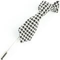 Broches Cravate Avenue Signature Boutonni&egrave;re mini cravate pied de poule Noir Grenoble