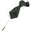 Broches Cravate Avenue Signature Boutonni&egrave;re mini cravate stripe Noir