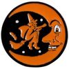 Broches Clj Charles Le Jeune Pin's Halloween, Lune et sorci&egrave;re sur son balai Orange