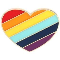 Broches Clj Charles Le Jeune Pin's Gay pride, Coeur arc en ciel heureux Multicolore
