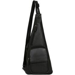 Pochette Hexagona Sacoche asym&eacute;trique en cuir Ref 54434 Noi Noir
