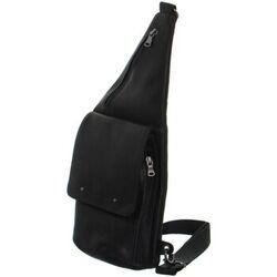 Pochette Baroudeur Sacoche asym&eacute;trique en cuir Foures Ref 45306 Noir Noir