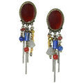 Boucles oreilles Franck Herval Folk BO agate &agrave; pampilles Multicolore Grenoble