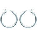 Boucles oreilles Brillaxis Cr&eacute;oles argent rhodi&eacute; 30mm Blanc Grenoble