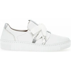 Baskets Gabor Sneakers en cuir &agrave; talon plat Blanc