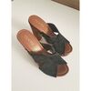 Mules Texto Sabot compens&eacute; noir et talon plateforme style bois Noir