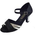 Sandales Vitiello Dance Shoes 303 Raso nero Sat. Argento forma Grenoble