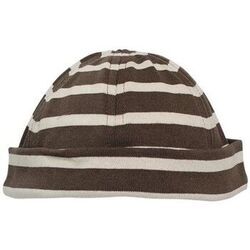 Bonnet Chapeau-Tendance Bonnet coton ray&eacute; marin Marron