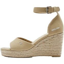 Chaussures escarpins Pepe jeans Compens&eacute;es en toile Maida bass Ref 53030 Sand Beige