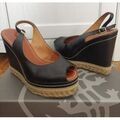 Sandales Cosmo Paris Sandales noires compens&eacute;es en cuir - P40 - CosmoParis Noir