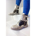 Bottines Now Rangers cuir l&eacute;opard 6856 - Argent&eacute;