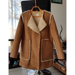 Manteau Cache Cache Manteau Cache Cache effet cuir peau retourn&eacute;e Marron