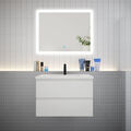 AICA SANITAIRE AICA Ensemble meuble vasque L.79cm blanc 2 tiroirs + led miroir + lavabo Apprieu