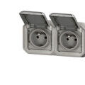 Appareillage &agrave; encastrer sur Seyssins : Prise de courant double horizontal 16A 2P+T Legrand Plexo? grise encastr&eacute;e