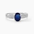Histoire d'Or Bague Solitaire Or Blanc Crista Saphir Diamants