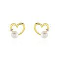 Histoire d'Or Boucles D'oreilles Puces Or Jaune Fergus Perle De Culture Oxyde