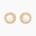 Histoire d'Or Boucles D'oreilles Puces Grizel Or Jaune Perle De Culture Et Oxyde