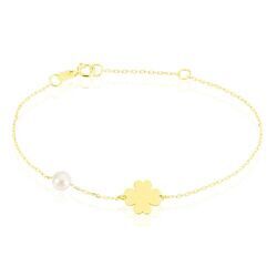 Histoire d'Or Bracelet Trefle Or Jaune Perle De Culture