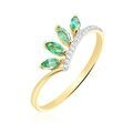Histoire d'Or Bague Navette Or Jaune Emeraude Diamant