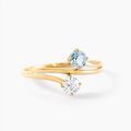 Histoire d'Or Bague Beaut&eacute; Bleut&eacute;e Or Jaune Topaze Oxyde De Zirconium