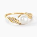 Bagues sur Grenoble : Histoire d'Or Bague Antoinette Or Jaune Perle De Culture Et Oxyde De Zirconium
