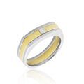 Bagues sur Grenoble : Histoire d'Or Bague Robinson Argent Bicolore Rhodi&eacute; Diamant Blanc