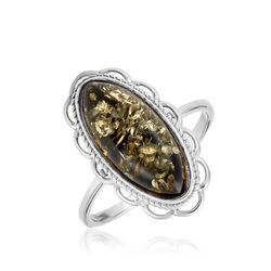 Histoire d'Or Bague Reetta Argent Blanc Ambre