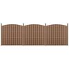 HELLOSHOP26 Lot de 3 pièces de clôture barrière brise vue brise vent bois composite WPC demi-cercle arrondi 185 x 562 cm brun 03_0006594