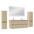 AICA SANITAIRE Ensemble meubles Salle de Bain 120cm avec colonne et miroir lumineux 3 couleurs Chêne Wotan AICA SANITAIRE Ensemble meubles Salle de Bain 120cm avec colonne et miroir lumineux 3 couleurs Chêne Wotan Apprieu