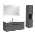 AICA SANITAIRE Ensemble meuble salle de Bain 100cm avec colonne + miroir 3 couleurs Anthracite