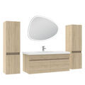AICA SANITAIRE Meubles simple vasque 100cm colonnex2 + vasque + miroir 3 couleurs lumineux Chêne Wotan